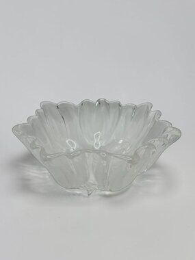 Vintage Walther Glas Sylvia Clear Frosted Tulip Glass Serving Bowl Germany 7"